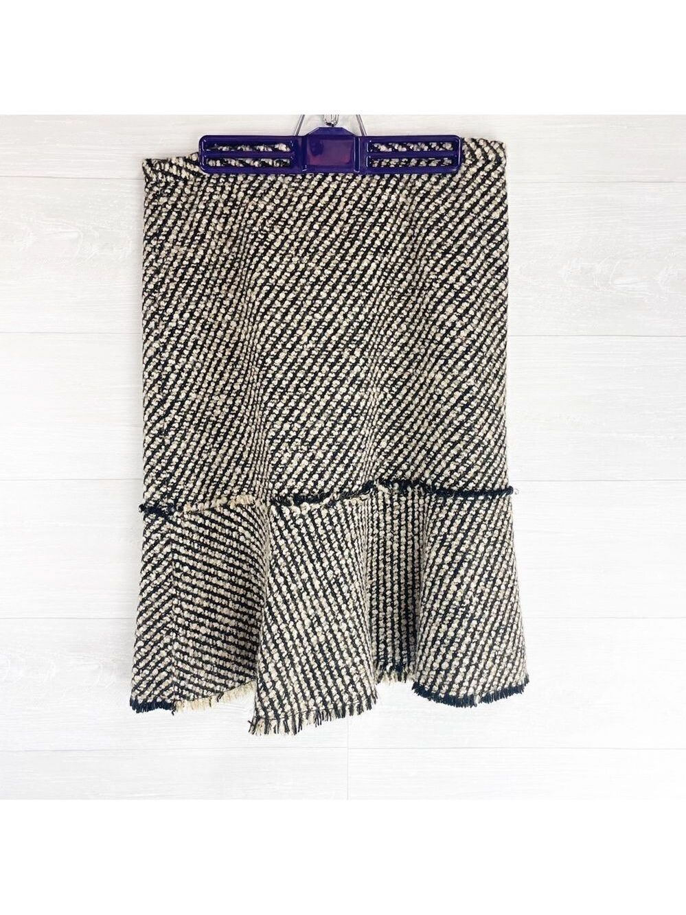 J. Crew Metallic Fringe Wool Blend Midi Flare Skirt